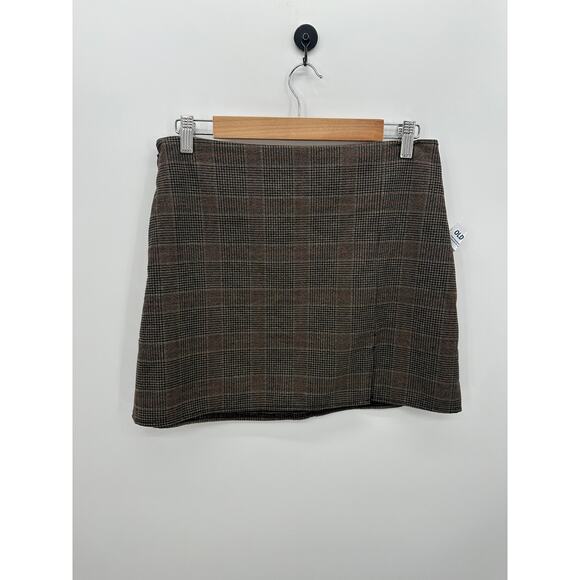 Old Navy Womens Plaid Mini Skirt Size MP NWT Brown Academia Preppy Old Money - Picture 1 of 9